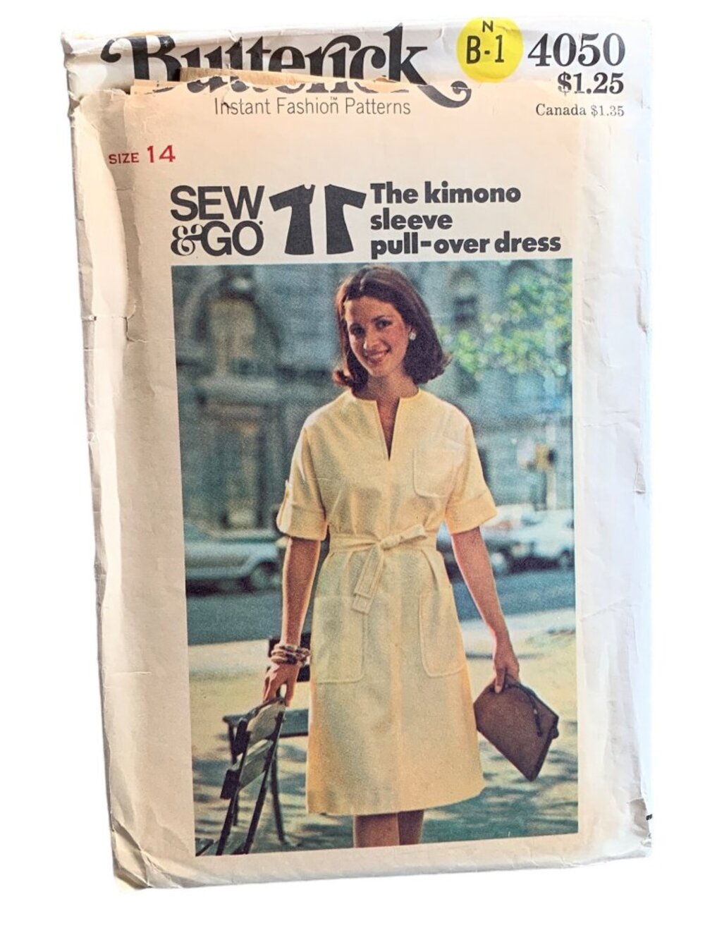 Butterick 4050 Sewing Pattern Misses Size 14 Kimono Sleeve Dress Uncut